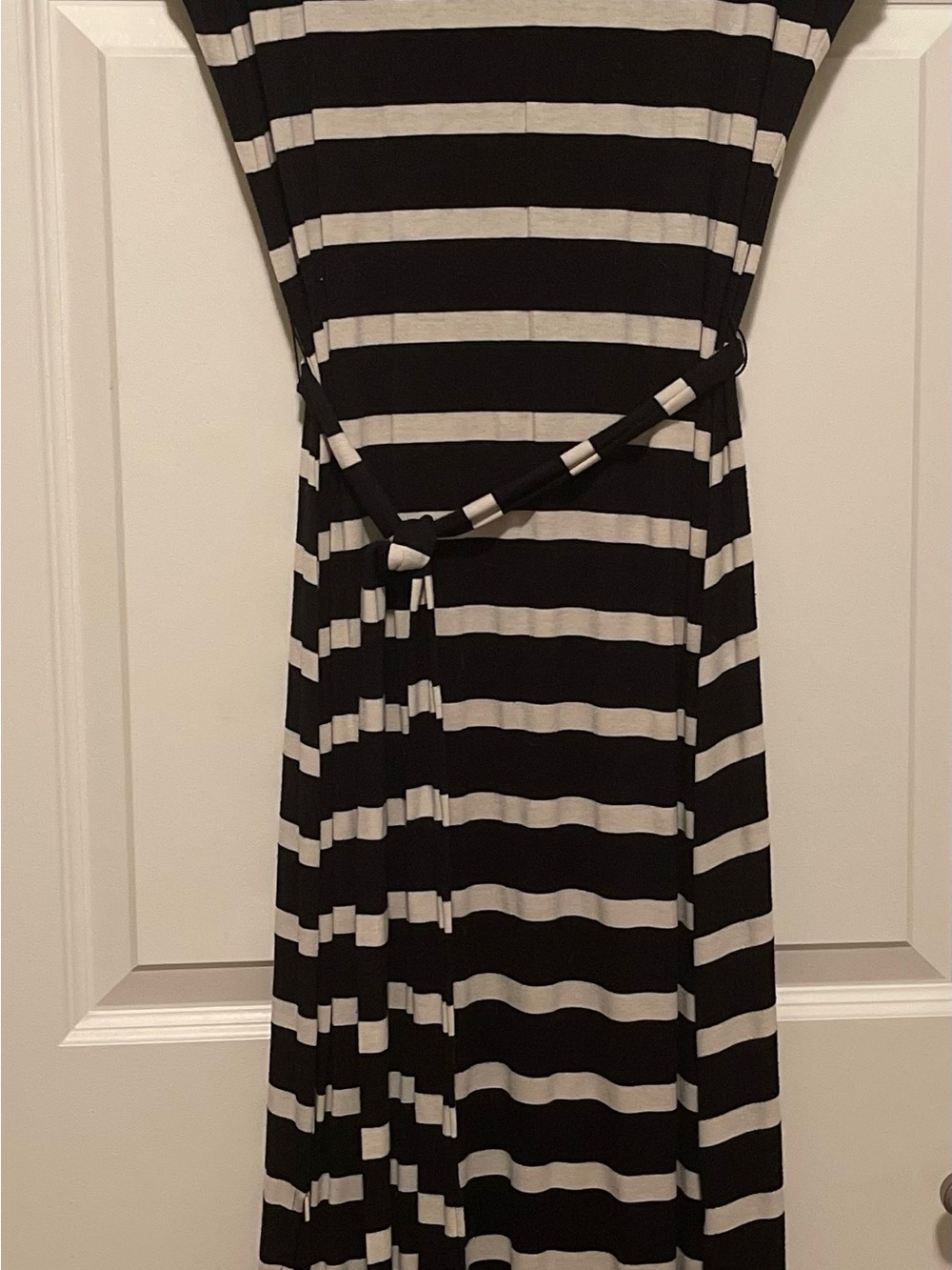 Merona Black and White Striped Maxi Dress with Belt